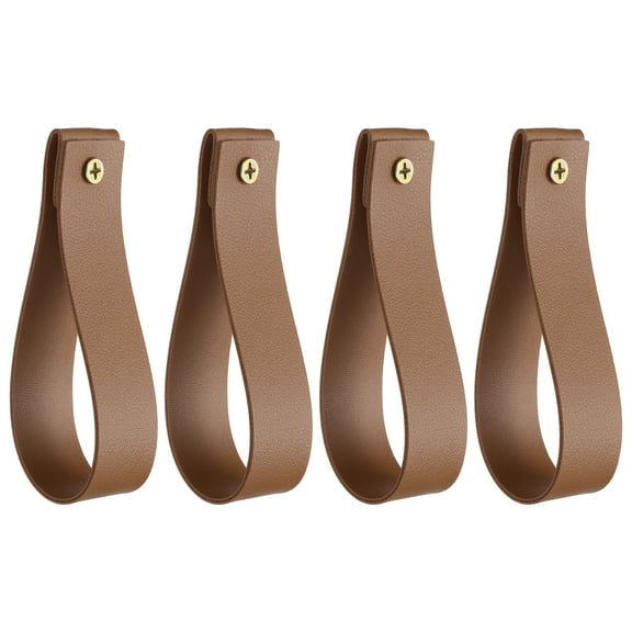 4pcs Leather Curtain Rod Holder with Screws for Wall Bathroom Kitchen Bedroom, Brown