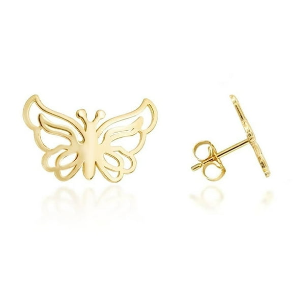 Yellow Gold Butterfly Silhouette Stud Earrings (14K)