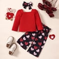 thumbnail image 2 of Staki Toddler Baby Girl Outfits Ruffle Long Sleeve Striped Trim Tops + Flare Pants Set Toddler 2Pcs Fall Winter Clothes(Black,3-4 Years), 2 of 9