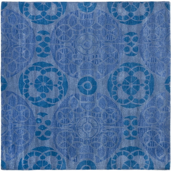 SAFAVIEH Wyndham Louise Medallion Area Rug, Blue, 5' x 5' Square