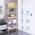 thumbnail image 2 of 5 Tier Wall Mounted Ladder Shelf, Ladder Bookshelf with Metal Frame and Wood Shelf, Modern Learning Bookcase for Living Room, Bedroom, Office (24"W x 12"D x 71"H, White), 2 of 9