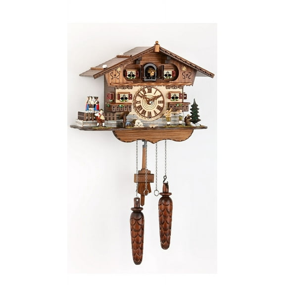 Quartz Cuckoo Clock Swiss house with music, turning dancers TU 447 QTM HZZG