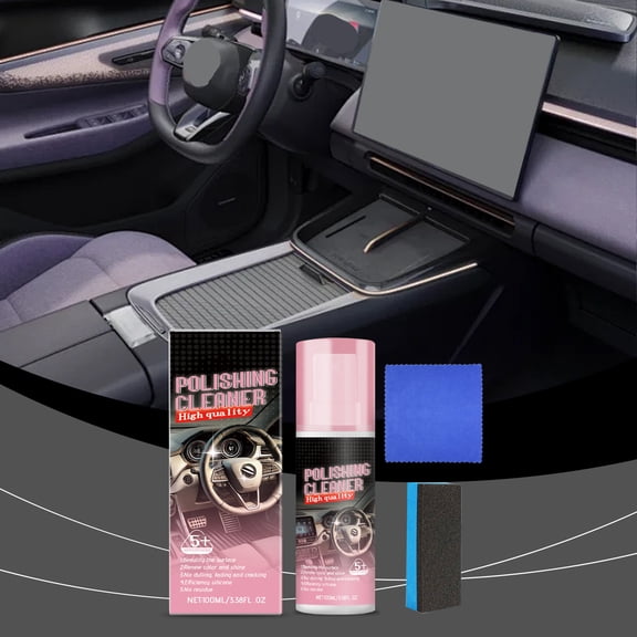 Interior Detailer Spray Car Interior Cleaner Polishing Cleaner for Leather Plastic Dashboards Seats Stain Removal with Towel & Sponge