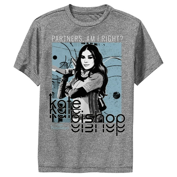 Boy's Marvel Hawkeye Partners  Performance Graphic Tee Charcoal Heather Small