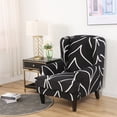 thumbnail image 3 of Sumhomie Housse Extensible Imprimée pour Fauteuil à Oreilles 2 Pcs, Noir-2, 3 of 4