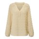 thumbnail image 3 of Blusa Camisetas casuales para mujer Top Chic Jersey Camisas jacquard Camisas de desplazamiento de color sólido Ygjytge Beige T M para Mujer, 3 of 7