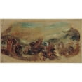 thumbnail image 2 of Eugène Delacroix 18x12 Gold Ornate Wood Frame and Double Matted Museum Art Print Titled - Attila Followed by its Barbaric Hordes Crowds Italy and the Arts (1844), 2 of 4