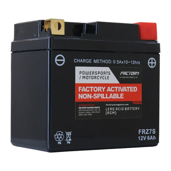 Factory Racing Parts FRZ7S AGM Battery  Maintenance Free  Ready to Install - Compatible With ATVs, Motorcycles, and Scooters YTZ7S, BTZ7S