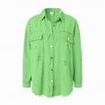 thumbnail image 4 of Towmus Casual Quilted Jackets for Women Button Down Collared Long Sleeve Shirts Frayed Hem Fall Jackets with Pockets, 4 of 6