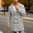 thumbnail image 3 of Aihuaihua Mens Trench Coat Notch Lapel Double Peacoat Wool Blend Casual Long Overcoat with Pocket Light Gray L, 3 of 5