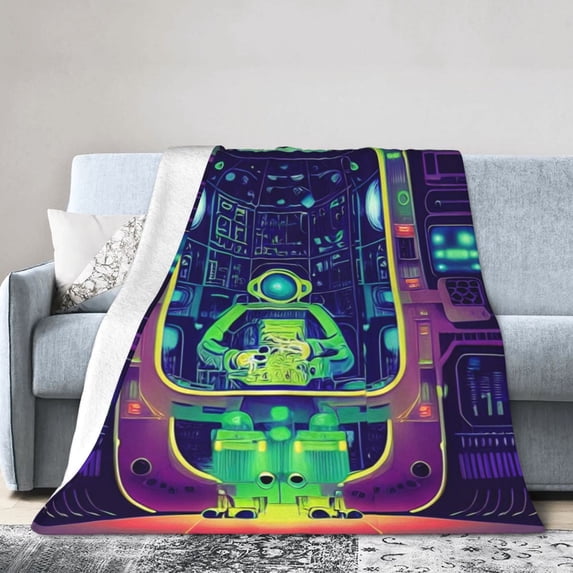 ZICANCN Robot Table Sitting Anti-Pilling Flannel Bed Throw Blankets - Couch-Ultra-Soft Micro Fleece Sofa Bed Camping Travel Blanket for Adults 50"x40"
