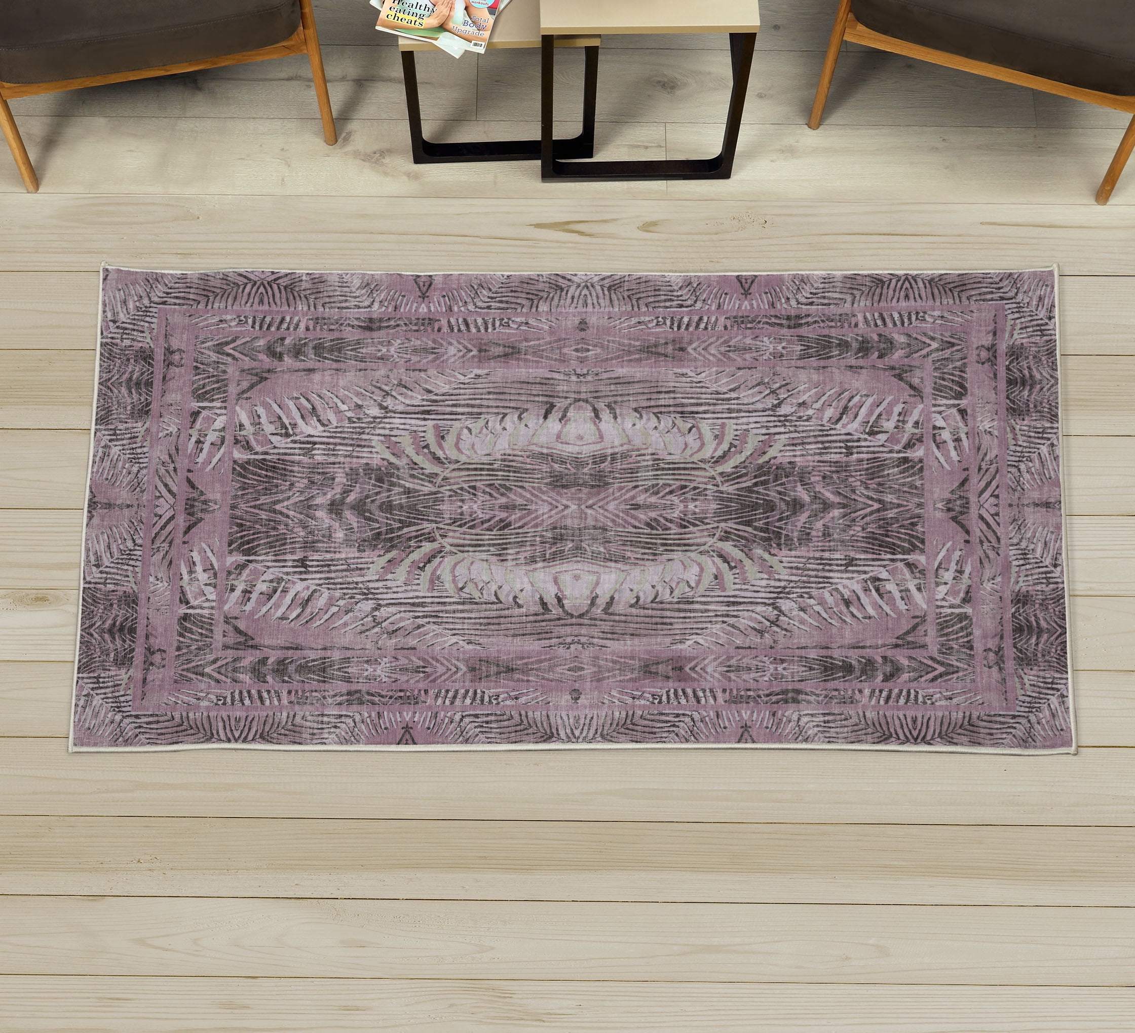 Pastel Palm Tree Hawaiian Print Round Rug main image 1