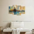 thumbnail image 2 of Elephant Stock City Lights Wall Art - Horizontal Multi Panel Canvas - Living Room Wall Decor - Abstract Multi Panel - Blue And Yellow Decor By Ruane Manning - 36" x 22", 2 of 4