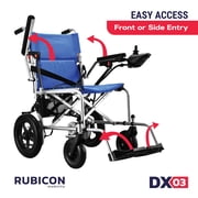 Rubicon DX03 Lightweight Foldable Electric Wheelchair for Seniors, 40 lbs Portable Power Chair with 500W Motor, 12 Mile Range, Airline Approved, Detachable Battery, Black
