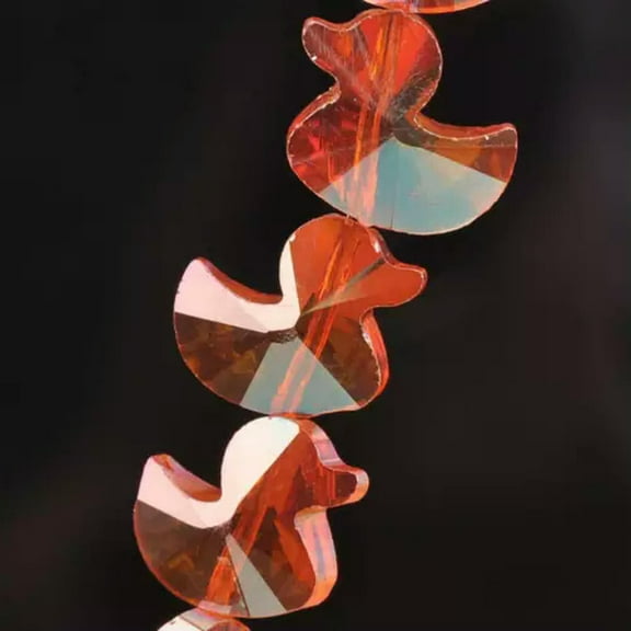 U8MO 10pcs 14x12mm Duck Shape Faceted Crystal Glass Loose Pendant Beads DIY Jewelry-Wine Orange