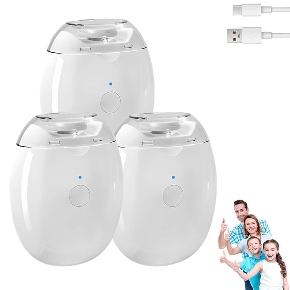 Universal Automatic Fingernail Grinder, Portable 3 in 1 Electric Nail Clippers with LED Light & 3 Speeds, 360° Silent Auto Fingernail Cutter and Polishing Trimmer, Safe Nail Care(3PCS)