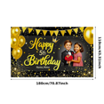 thumbnail image 2 of Black and Gold Themed Happy 5th Birthday Banner with Photo Insert Party Backdrop Decoration for Birthday Party Celebrations Photography Props and Event Decorations, 2 of 7