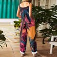 thumbnail image 4 of Iaqnaocc Hawaiian Womens Jumpsuit Summer Plus Size Boho Beach Vacation Rompers for Women Sleeveless Tropical Jumpsuits Rompers Loose Fit Adjustable Strap Overalls for Women Purple 4XL, 4 of 6