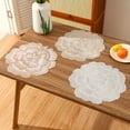 thumbnail image 2 of Round Placemat 38CM PVC Vinyl Flower Placemat Washable Heat Rose Gold Placemat Anniversary Dinner Table Mat, 2 of 8