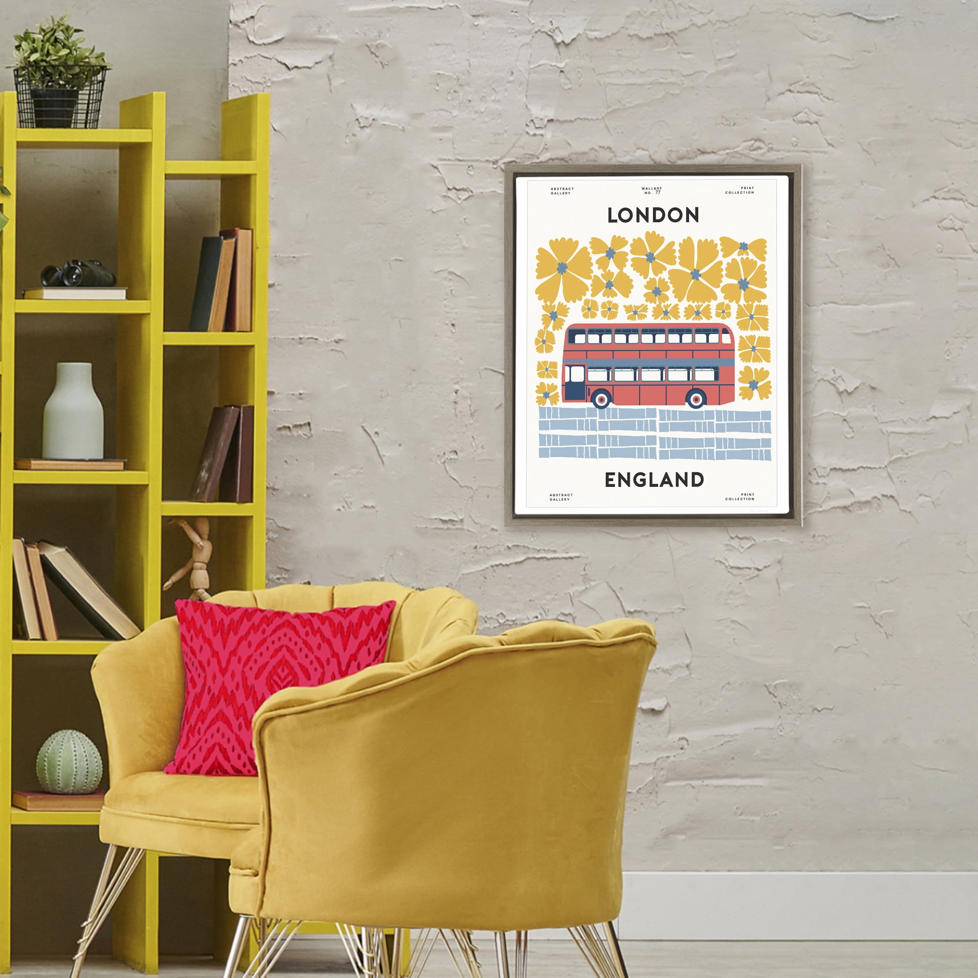 Stupell Industries Groovy London Bus Brown Framed Floater Canvas Wall Art, design by Omar Escalante