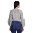 thumbnail image 2 of Moomaya Haut Court Imprimé pour Femmes Style Enveloppant Manches Longues à Volants Blouse d'Été Décontractée, 2 of 5