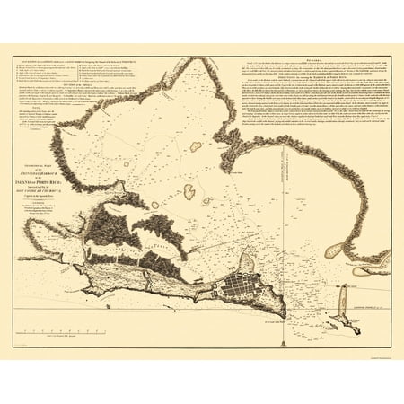 Historic Map - Principal Harbour Puerto Rico - Churruca 1805 - Vintage Wall Art