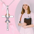 thumbnail image 6 of Dorunmo Breast Cancer Survivor Necklace Pink Ribbon Cross Necklace 925 Sterling Silver Awareness Survivor Jewelry Gifts for Women (December Birthstone), 6 of 6