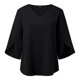 thumbnail image 5 of Tops de verano para mujer: túnica holgada con cuello en V y manga 3/4, poliéster, informal/trabajo/cita, para combinar con leggings, 5 of 6
