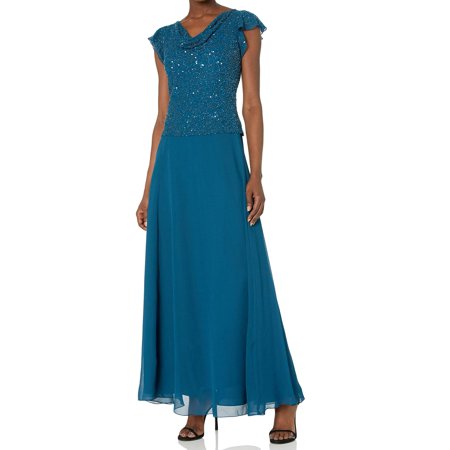 J Kara Women's Dress Beaded Flutter-Sleeve Ball Gown