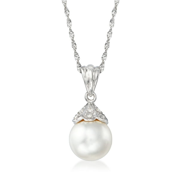 Ross-Simons - Ross-Simons 9.5mm Cultured Pearl Pendant Necklace With ...