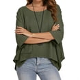 thumbnail image 2 of AnuYalue Womens Tshirts 3/4 Sleeve Drop Shoulder Crew Neck Tops Loose Fit Summer Casual Basic Tee Shirts, 2 of 5