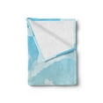 thumbnail image 2 of Wave Soft Flannel Fleece Throw Blanket, Hokusai Inspired Blue Ocean in Calm Tones Nautical Seascape, Cozy Plush for Indoor and Outdoor Use, 50" x 60", Dark Sky Blue Baby Blue, by Ambesonne, 2 of 5