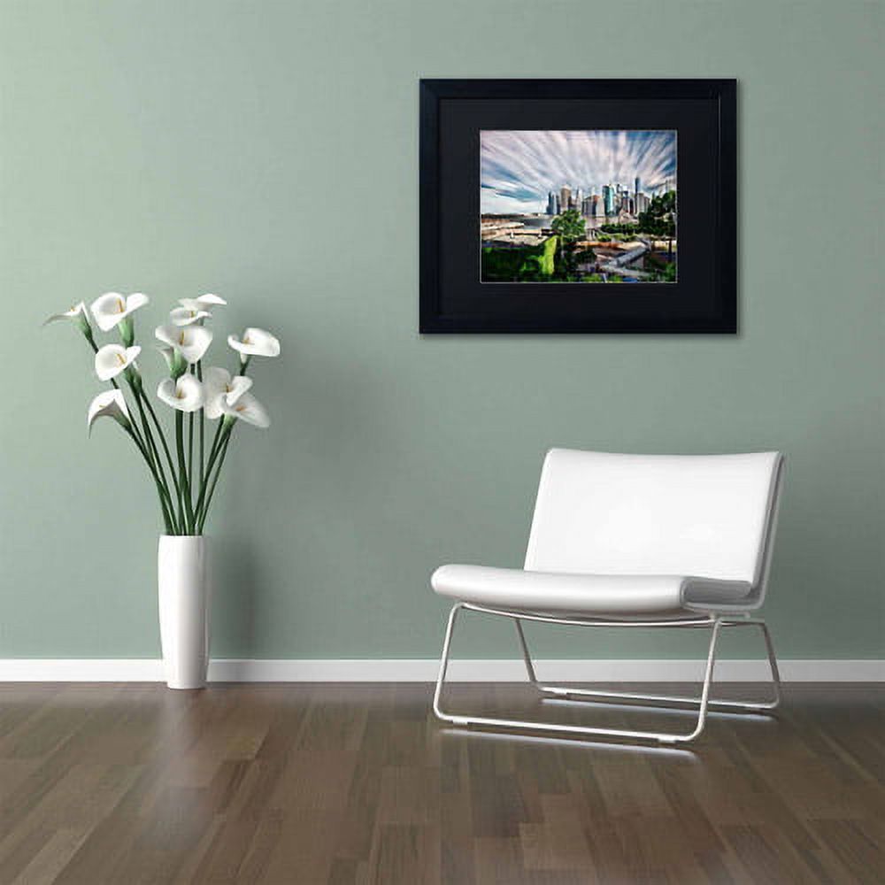 Trademark Fine Art "Brooklyn Bridge Park and Financial District - III" Canvas Art by David Ayash, Black Matte, Black Frame