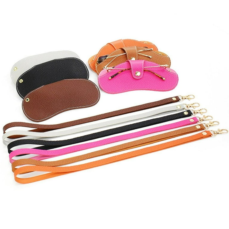 Travel Office Wrist Hanging Neck Handmade PU Leather Glasses Storage Box  Sunglasses Case Glasses Bag ROSE GOLD 