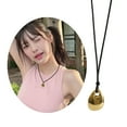thumbnail image 2 of BELOWSYALER Modern Bean Pendant Necklace Black PU Leather Cord Neckchain Adjustable Clavicle Chain Jewelry for Fashion Forward Women, 2 of 9