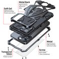 thumbnail image 3 of Allytech Rugged Metal Case for iPhone 15 Pro with Tempered Glass Screen Protector, Military Grade Dropproof Protective Shell, Heavy Duty Alloy Aluminum Back Cover Case - Black, 3 of 10