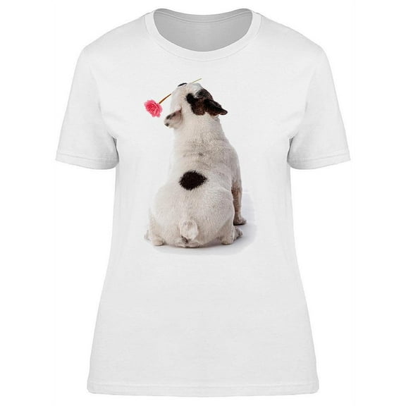 French Bulldog With A Flower T-Shirt Women -Image by Shutterstock, Female XX-Large