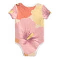 thumbnail image 2 of Colorful Hibiscus Flowers Pure Cotton Bodysuit Short Sleeve Pajamas One-Piece Romper Unisex 12M, 2 of 6