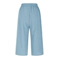 thumbnail image 6 of CheerKidz Women's 7/8 Quarter Length Pants Solid Color Stretch Waist with Drawstring and Button Detail Casual Office Capris with Pocket(Sky Blue,S), 6 of 9