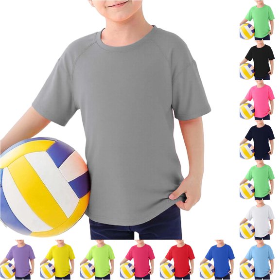VOUZZA Boys Rash Guard Shirt Short Sleeve Athletic Compression Base Layer Swimming Surfing Water T-Shirt Top Youth