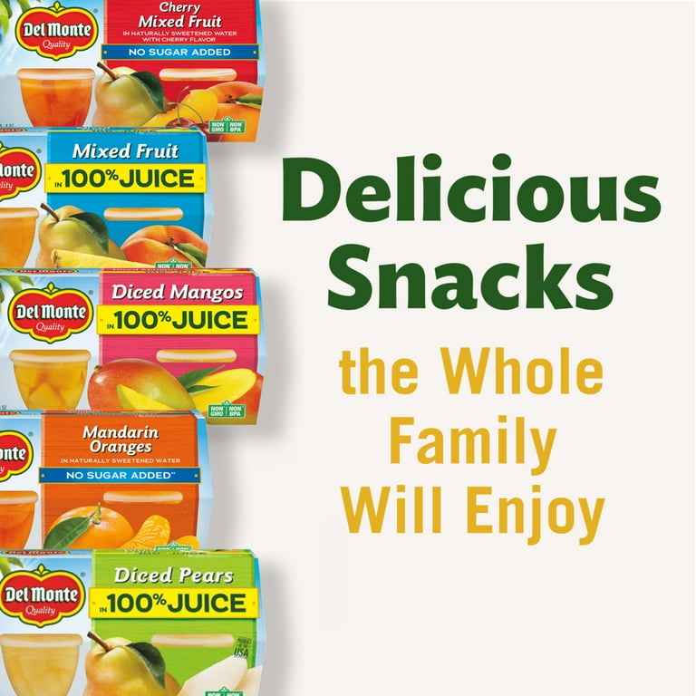 Del Monte Assorted Mixed Fruit Cups, Peach, Pears, and Pineapple