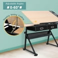 thumbnail image 4 of CRXX Drafting Table Art Desk Drawing Table Height Adjustable Artist Table Tilted Tabletop w/Drafting Stool and Storage Drawer for Reading, Writing, Crafting, Painting Art,Brown, 4 of 10