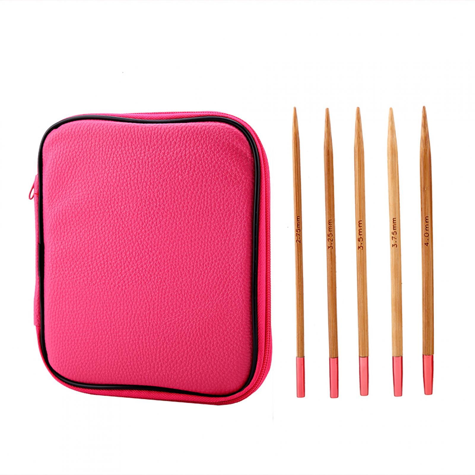Interchangeable Knitting Needles,Interchangeable Carbonized Bamboo Needles Set Aluminum Circular Knitting Needles Ring Set with Storage Bag