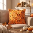 thumbnail image 2 of Sahpxhe Halloween Throw Pillow Covers,15.75x15.75in Orange Pumpkin Decor Plush Comfort Pillow Case with Raised Fall Pumpkin Ghost Embroidery for Couch Sofas,Bedrooms,Home Orange, 2 of 7