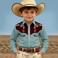 thumbnail image 2 of Gunia Western Cowboy Shirts For Boys Long Sleeve Print Shirt Tops Casual Button Up Blouse Youth T Shirts For Boys Army Green 8-9 Years, 2 of 4