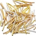 thumbnail image 1 of 2x35mmSilver Platinum Long Curved Brass Tube Bar Twisted Metal Beads Set of 200, 1 of 13
