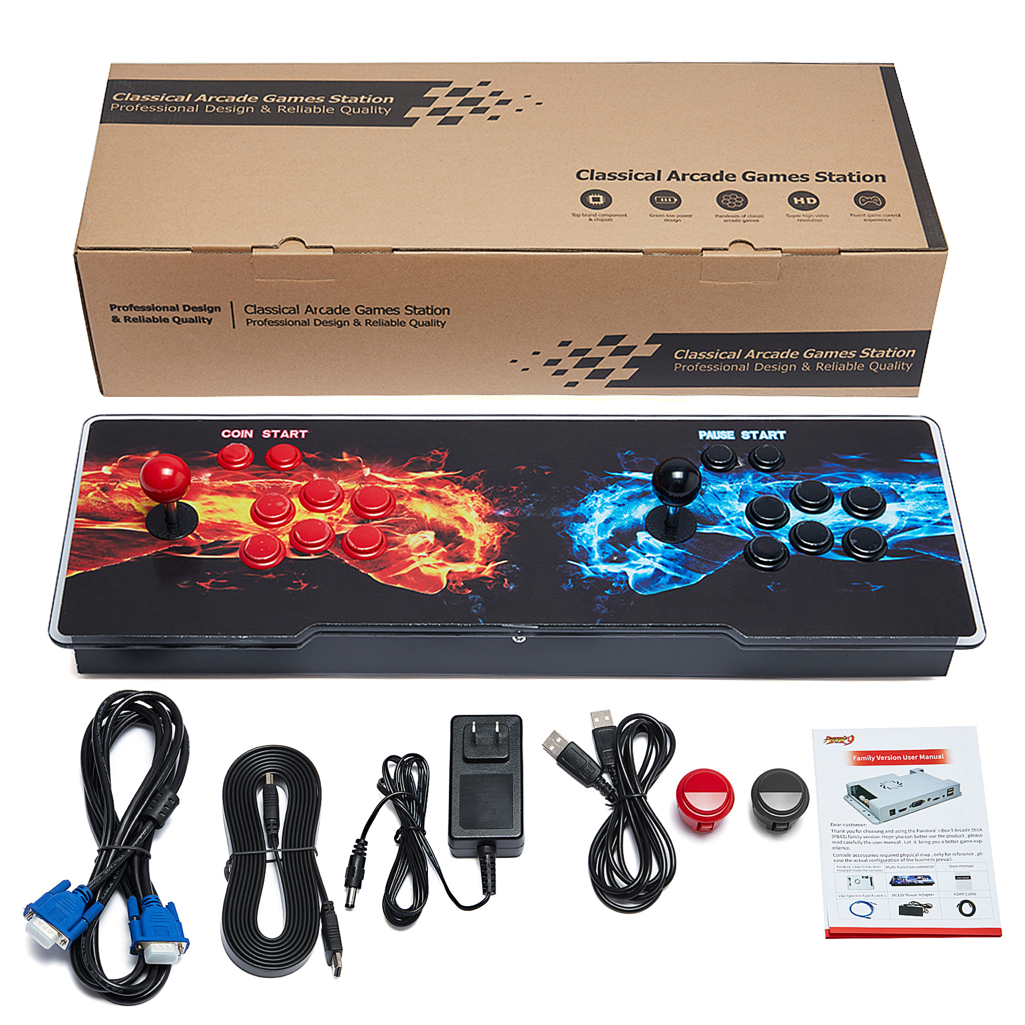 FOCUSSEXY 6067 Games in 1 Pandora's Box, 3D Arcade Game Console, Retro Game  Machine for PC /Projector /TV, 2 Players, 1280X720 Full HD,  Search/Hide/Save/Load/Pause Games, Favorite List - Walmart.com