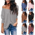 thumbnail image 6 of Tumotour Pullover for Women V-Neck Long Sleeve With Off The Shoulder Casual Loose Top 2025 Sweatshirts Blouse Tops, 6 of 6
