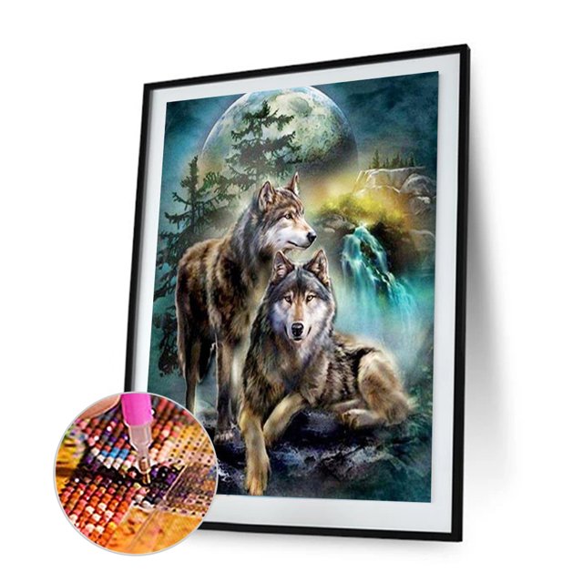 Cuadros Decorativos 5D bricolaje taladro redondo completo diamante pintura lobo dibujo Likrtyny embutido en tela