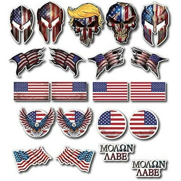 21 pack Hard Hat Patriotic American USA Flag Decal Sticker Combo Variety Pack 3M vinyl peel and stick signs